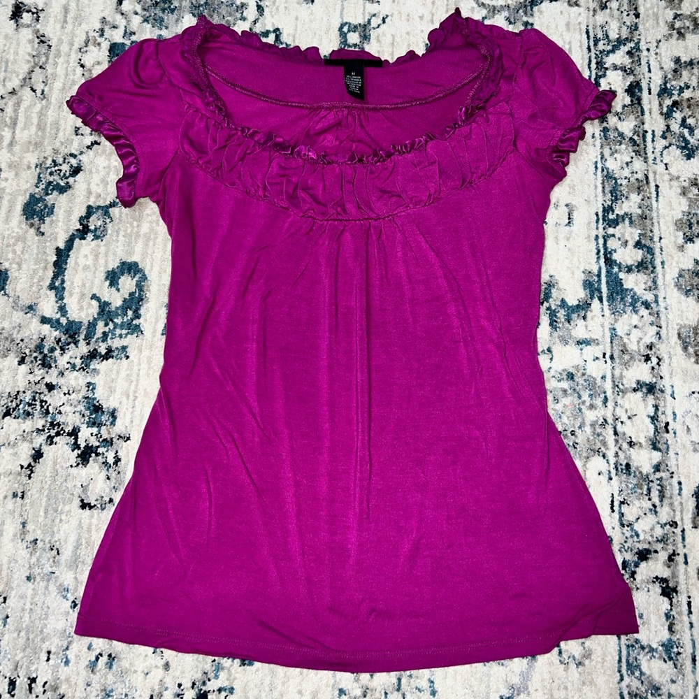 Vintage Pink Ruffle Blouse